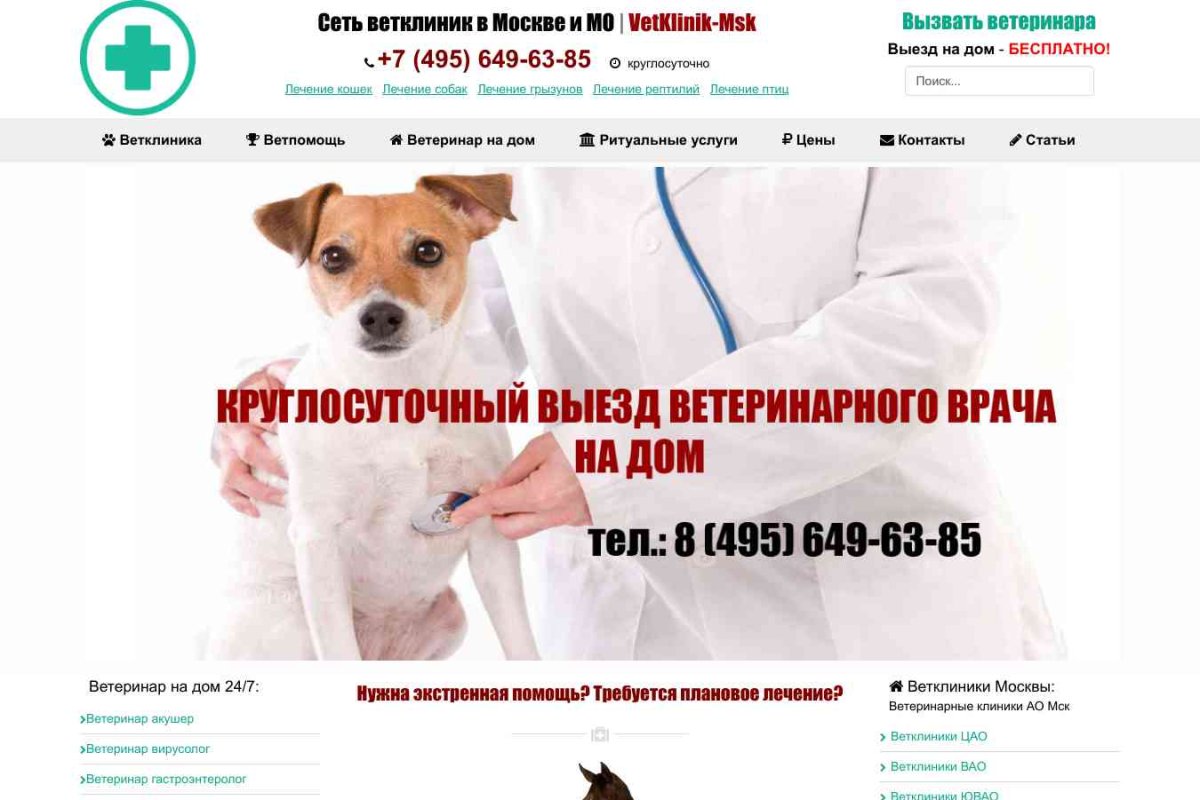 Ветеринар для кошек и собак. Москва. Круглосуточно на дом. ВетКлиник-Мск