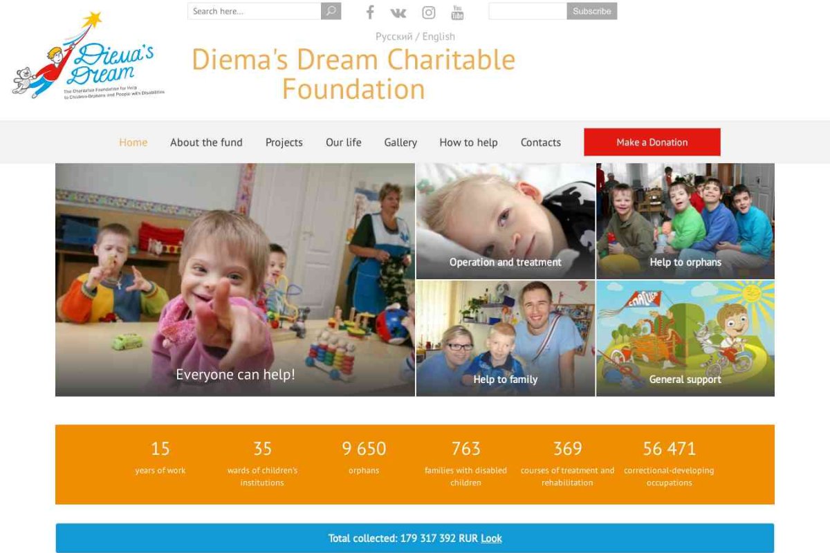 Димина Мечта, фонд благотворительной помощи детям-сиротам и инвалидам